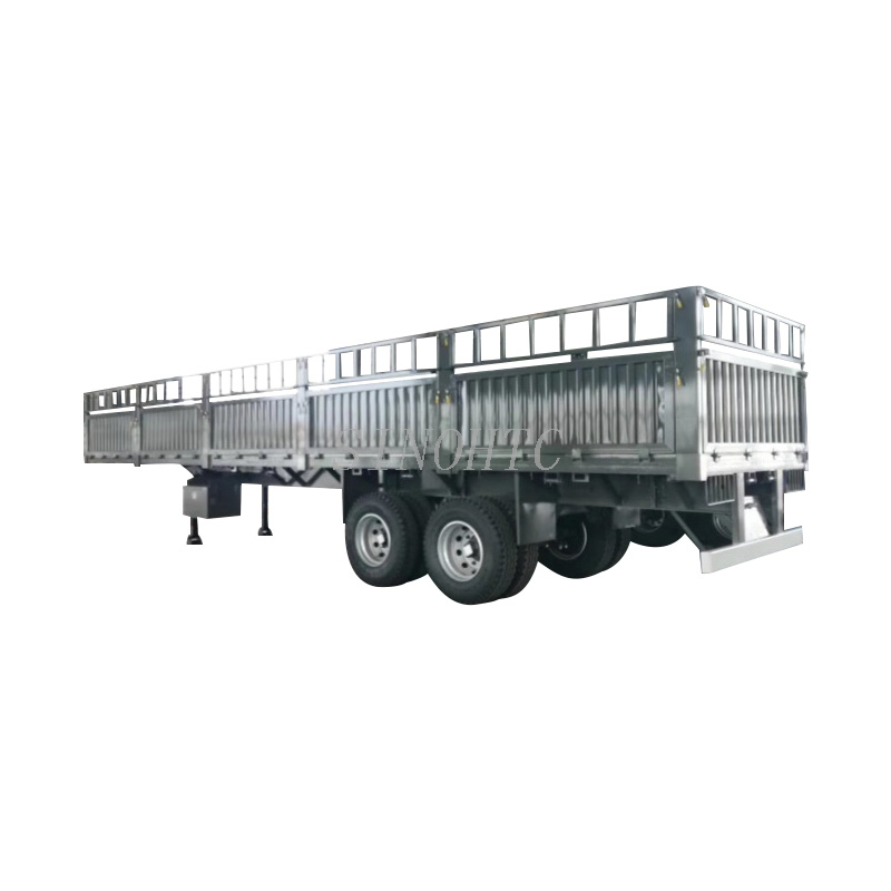 3 Axles 60 Tons Transportation Flatbed Container Carrier Semi Trailer with Sidewall Utility Cargo Heavy Duty Truck Trailer